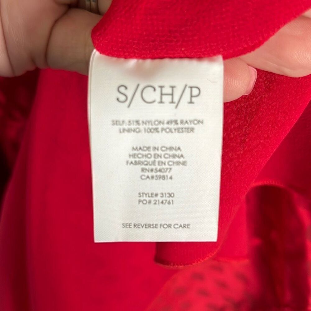 CAbi Patterned Red Scarlet Blouse Small #3130 - Picture 5 of 5